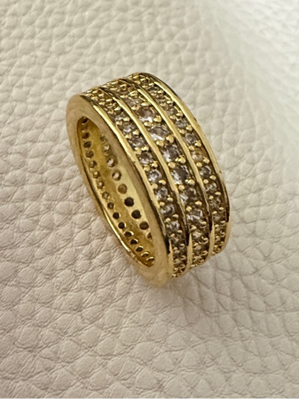 14K Gold-Filled Multi-Row White Lab Sapphire Band Ring - size 7.5-8